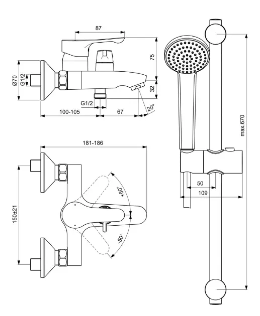 Ideal Standard - Alpha - Zuhanyszett - BC656AA – 2. kép