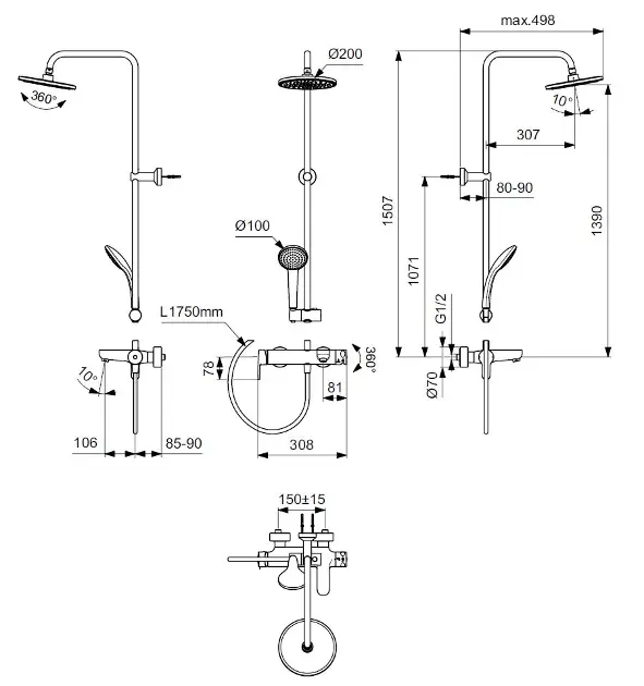 Ideal Standard - Cerafine O - Zuhanyszett - BC749AA – 2. kép