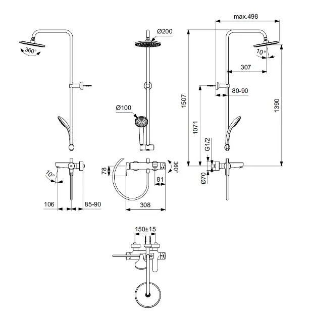 Ideal Standard - Cerafine O - Zuhanyszett - BC749XG – 2. kép