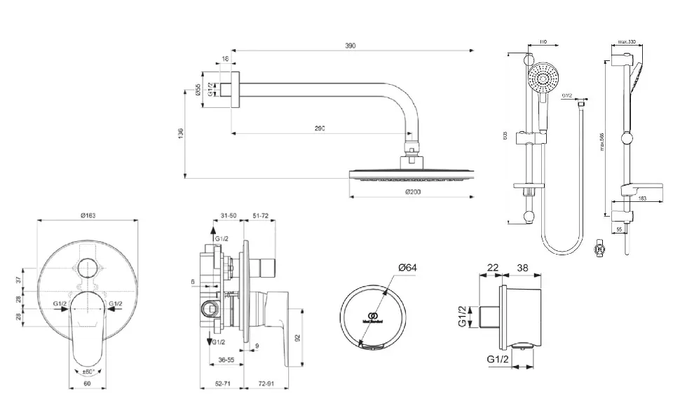 Ideal Standard - Cerafine O - Zuhanyszett - BD189AA – 2. kép