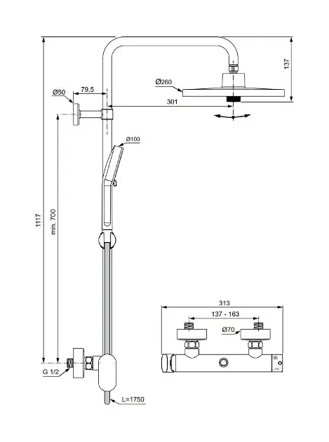 Ideal Standard - CeraFlow T25+ - Zuhanyszett - A8484AA – 2. kép