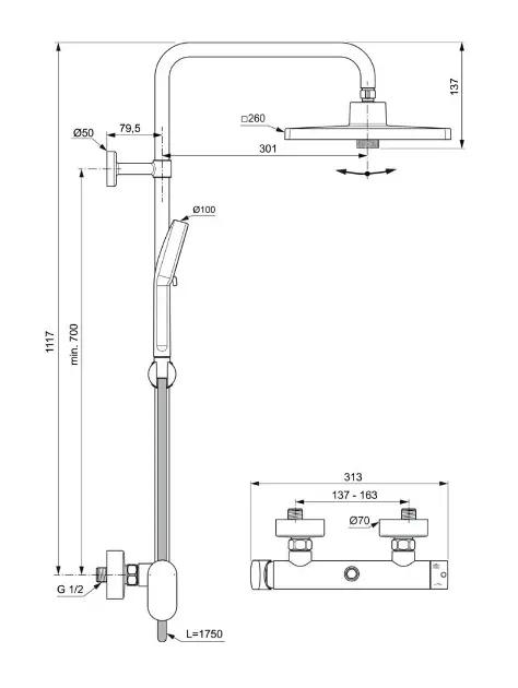 Ideal Standard - CeraFlow T25+ - Zuhanyszett - A8533AA – 2. kép