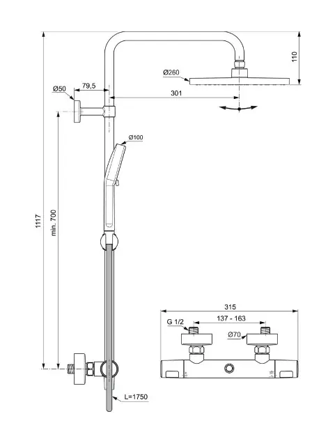 Ideal Standard - CeraFlow T25N - Zuhanyszett - A8526AA – 2. kép