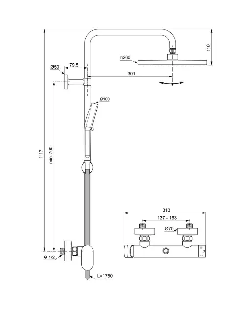 Ideal Standard - CeraFlow T25N - Zuhanyszett - A8527AA – 2. kép