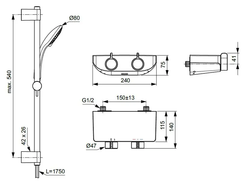 Ideal Standard - CeraPlus - Zuhanyszett - A7607AA – 2. kép