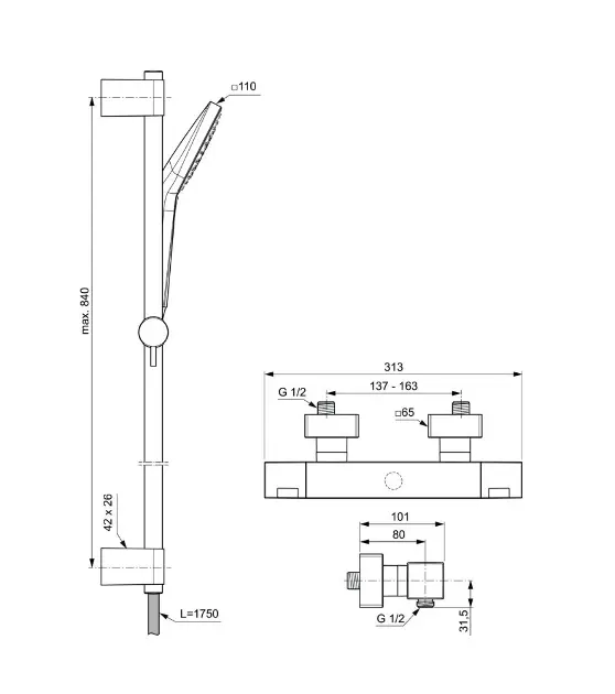 Ideal Standard - Ceratherm C100 - Zuhanyszett - A7536AA – 2. kép