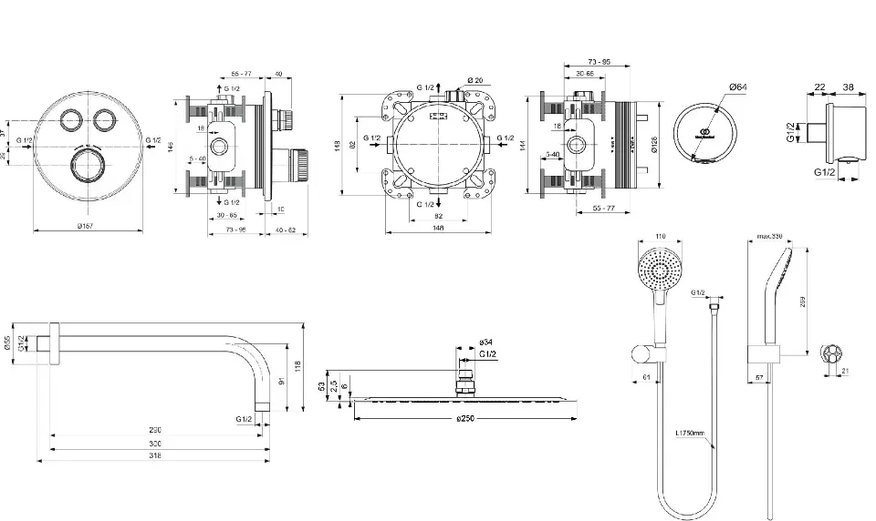 Ideal Standard - CeraTherm Navigo - Zuhanyszett - A7771AA – 2. kép