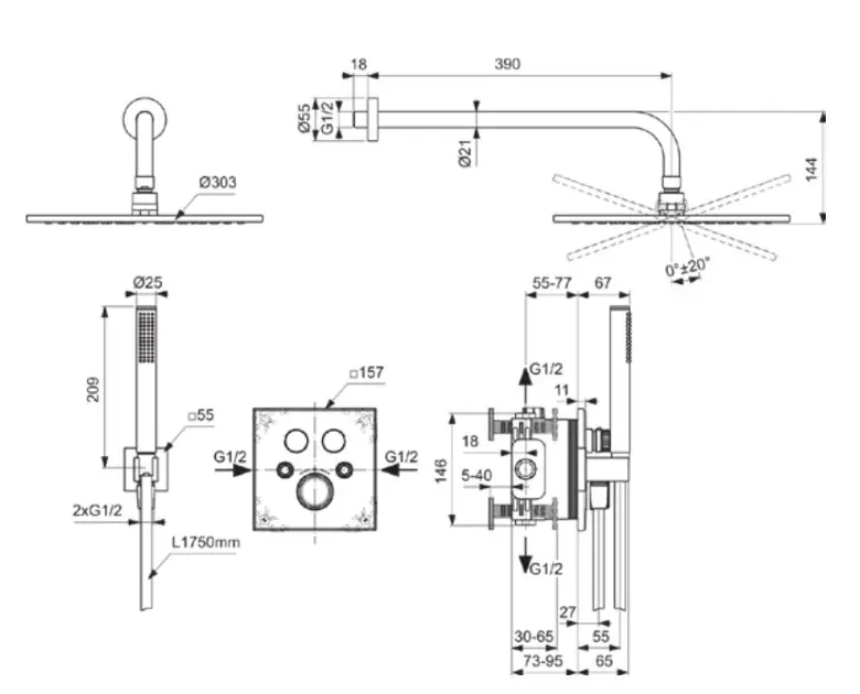 Ideal Standard - CeraTherm Navigo - Zuhanyszett - A7773AA – 2. kép