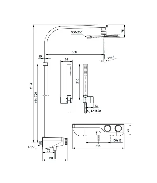 Ideal Standard - Ceratherm S200 - Zuhanyszett - A7332AA – 2. kép