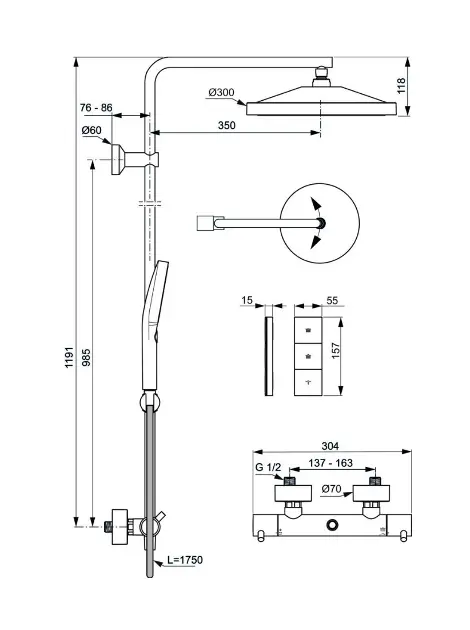 Ideal Standard - Ceratherm T125+ - Zuhanyszett - A7689A5 – 2. kép