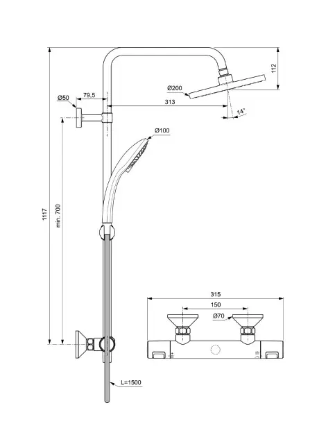 Ideal Standard - Ceratherm T25 - Zuhanyszett - A7209AA – 2. kép