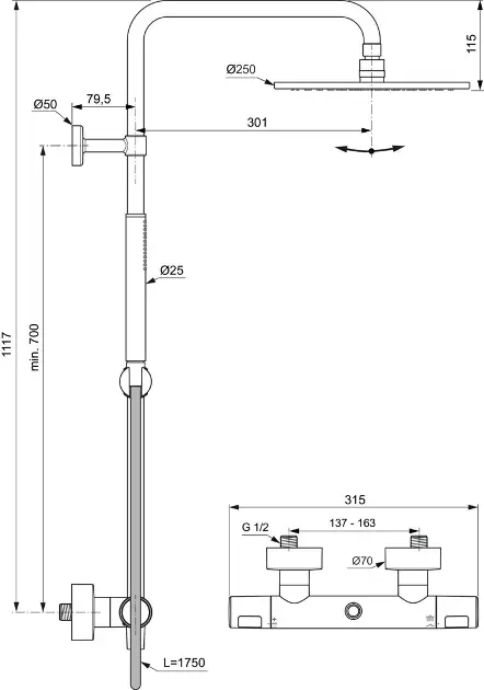 Ideal Standard - Ceratherm T25 - Zuhanyszett - A8489XG – 2. kép