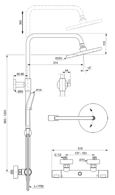 Ideal Standard - Ceratherm T25 - Zuhanyszett - A8495AA – 2. kép
