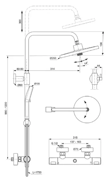 Ideal Standard - Ceratherm T25+ - Zuhanyszett - A8497XG – 2. kép