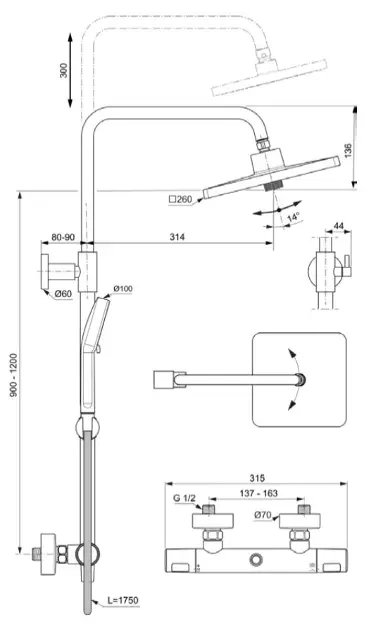 Ideal Standard - Ceratherm T25+ - Zuhanyszett - A8498AA – 2. kép