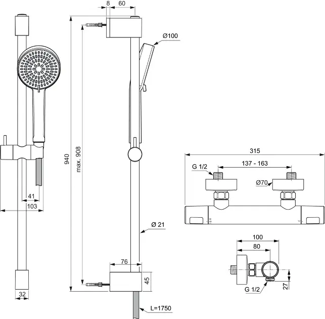Ideal Standard - Ceratherm T25 - Zuhanyszett - A8515AA – 2. kép