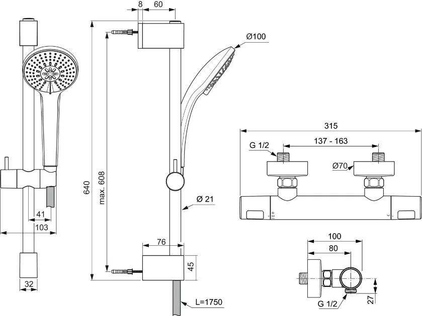 Ideal Standard - Ceratherm T25 - Zuhanyszett - A8528AA – 2. kép