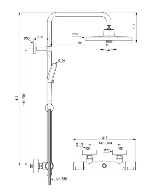 Ideal Standard - Ceratherm T25+ - Zuhanyszett - A8530AA – 2. kép