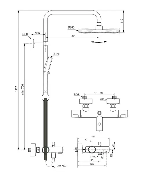 Ideal Standard - Ceratherm T25N - Zuhanyszett - A8479AA – 2. kép