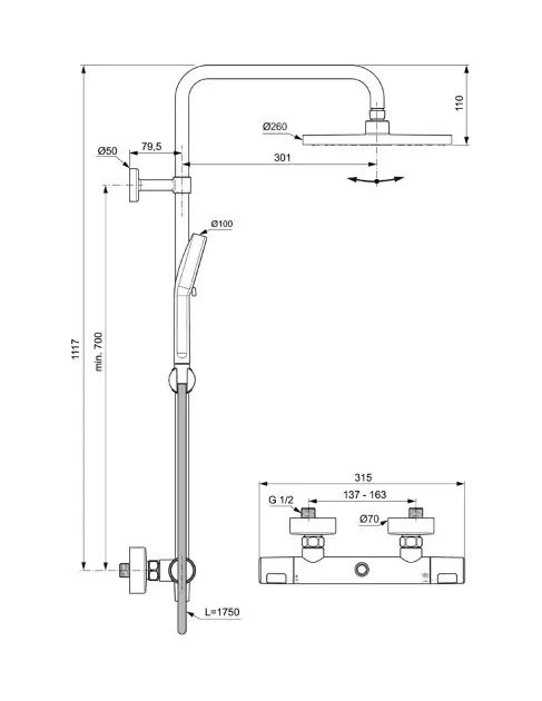 Ideal Standard - Ceratherm T25N - Zuhanyszett - A8520AA – 2. kép
