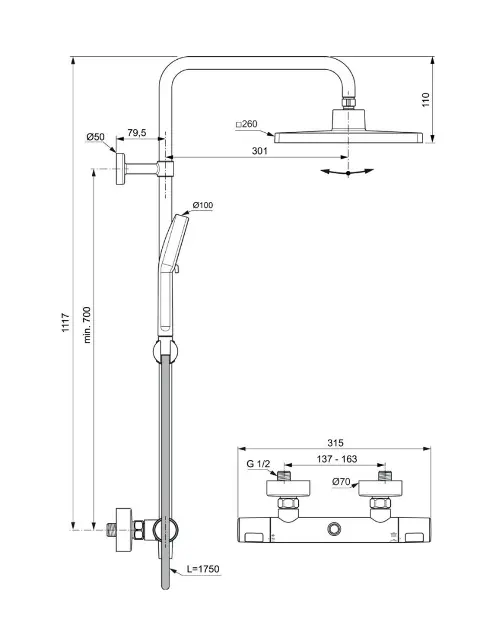Ideal Standard - Ceratherm T25N - Zuhanyszett - A8521AA – 2. kép