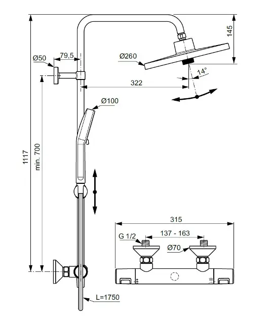 Ideal Standard - CeraTherm - Zuhanyszett - A7210XG – 2. kép