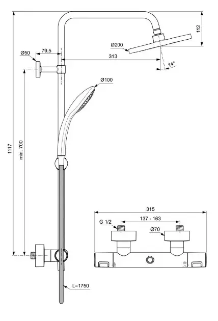 Ideal Standard - CeraTherm - Zuhanyszett - A7545XG – 2. kép