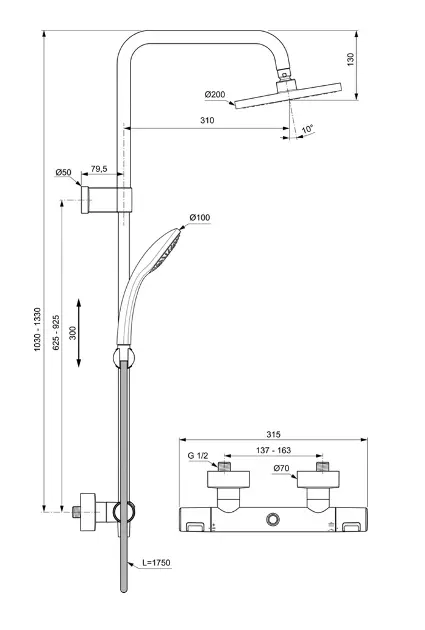 Ideal Standard - CeraTherm - Zuhanyszett - A7546XG – 2. kép