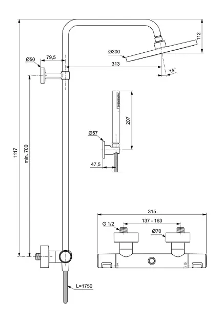 Ideal Standard - CeraTherm - Zuhanyszett - BC748XG – 2. kép