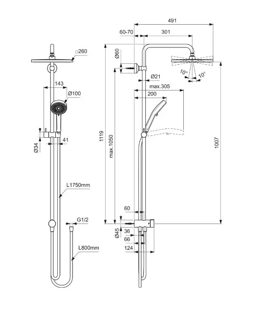 Ideal Standard - Ceratwist T25N - Zuhanyszett - BE230AA – 2. kép