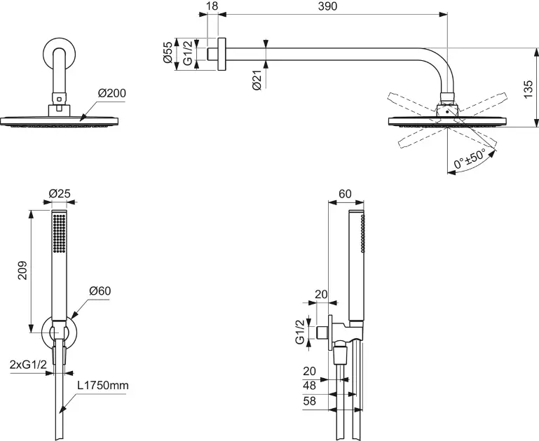 Ideal Standard - Idealrain - Zuhanyszett - BD389AA – 2. kép