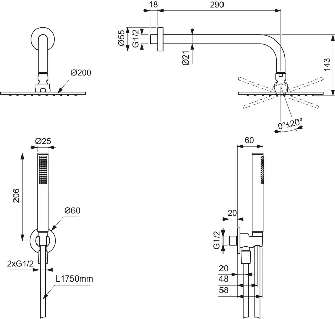 Ideal Standard - Idealrain - Zuhanyszett - BD390AA – 2. kép