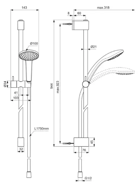Ideal Standard - Idealrain - Zuhanyszett - BE404AA – 2. kép