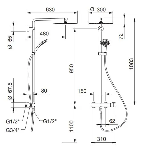 Laufen - Twinplus - Zuhanyszett - HF905457100600 – 2. kép