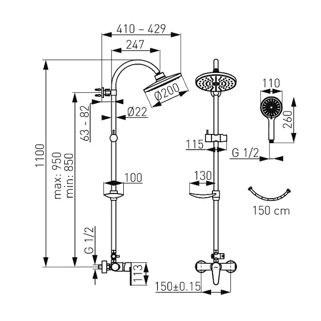 Novaservis - Shower sets - Zuhanyszett - SET040/96,0 – 2. kép