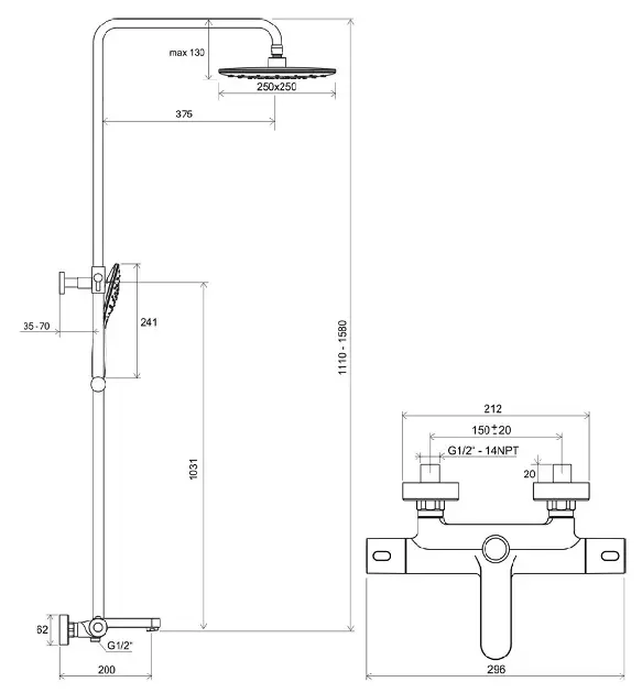 Ravak - Termo - Zuhanyszett - X070444 – 2. kép