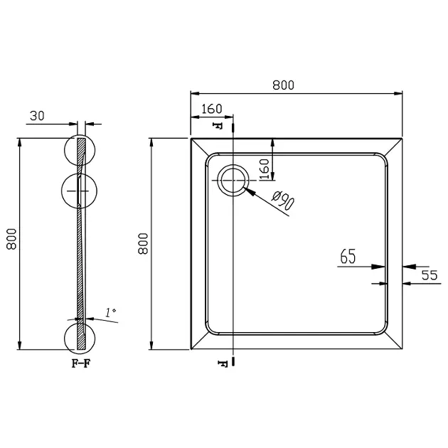 Aqualine - Shower trays - Zuhanytálca betét - PQ008 – 2. kép