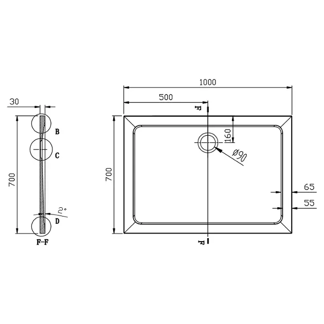 Aqualine - Shower trays - Zuhanytálca betét - PQ10070 – 2. kép