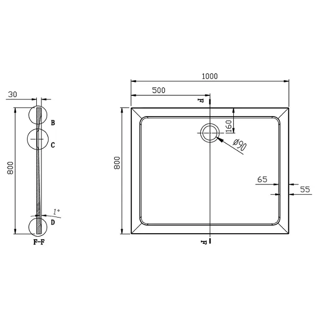 Aqualine - Shower trays - Zuhanytálca betét - PQ10080 – 2. kép