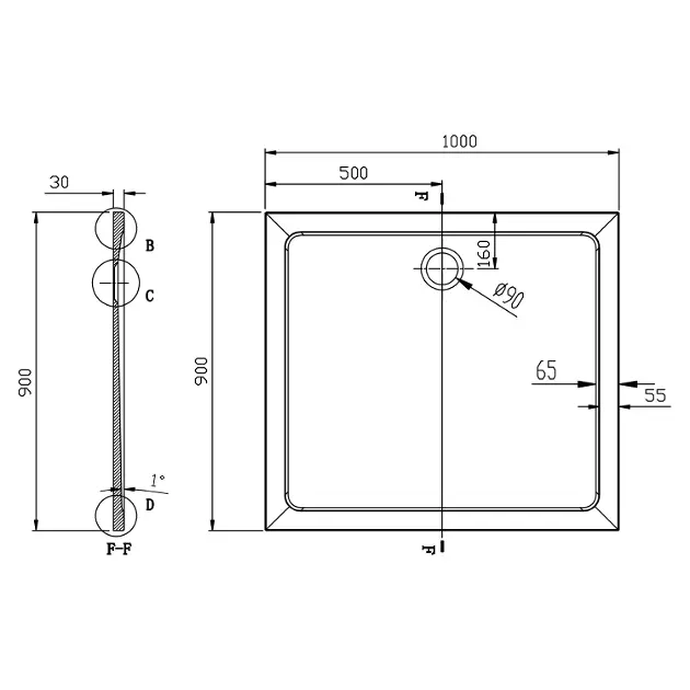 Aqualine - Shower trays - Zuhanytálca betét - PQ10090 – 2. kép