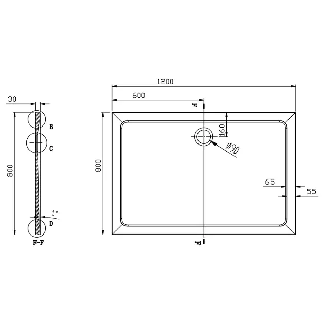 Aqualine - Shower trays - Zuhanytálca betét - PQ12080 – 2. kép