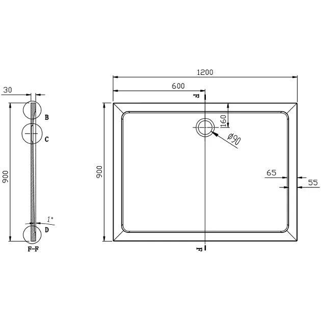 Aqualine - Shower trays - Zuhanytálca betét - PQ12090 – 2. kép