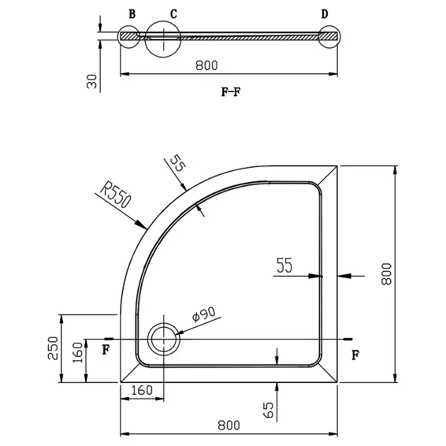 Aqualine - Shower trays - Zuhanytálca betét - PQ558 – 2. kép