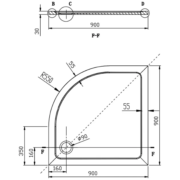 Aqualine - Shower trays - Zuhanytálca betét - PQ559 – 2. kép