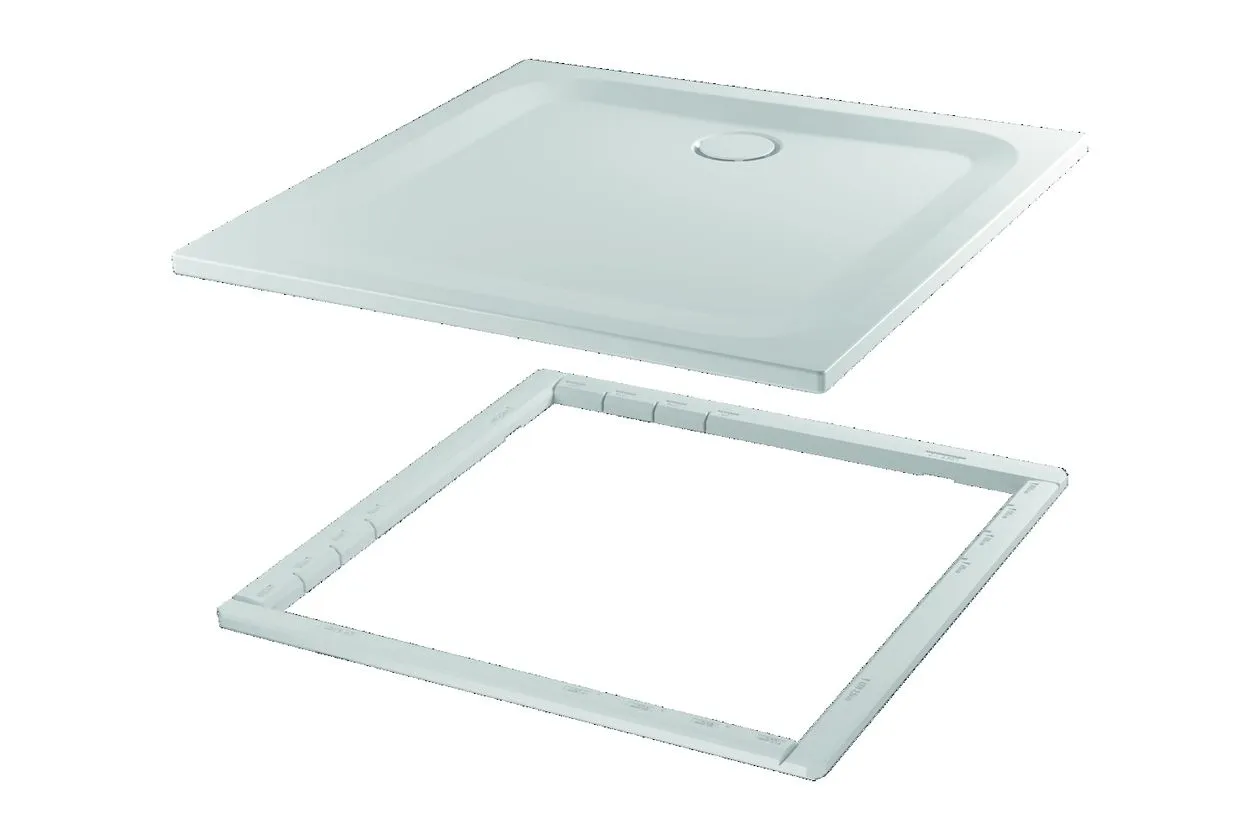 Bette - Zomácozott acél zuhanytálca 90x80x2,5cm, polisztirol lábkerettel, padlóra tehető, fehér - 8750-000T1 – 3. kép