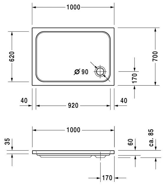 Duravit - D-Code - Zuhanytálca betét - 720093000000000 – 2. kép