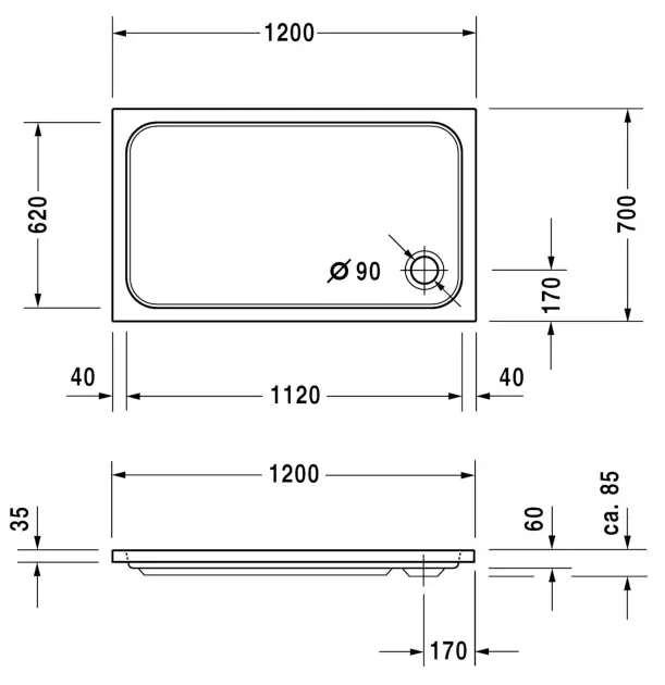 Duravit - D-Code - Zuhanytálca betét - 720094000000001 – 2. kép