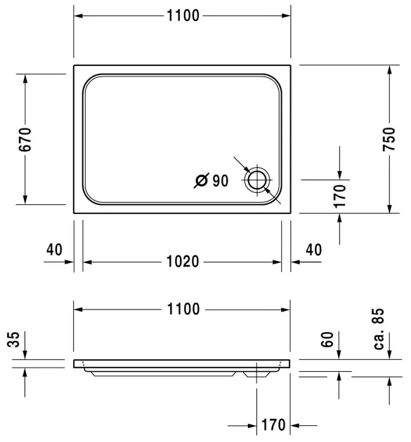 Duravit - D-Code - Zuhanytálca betét - 720097000000001 – 2. kép