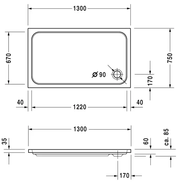 Duravit - D-Code - Zuhanytálca betét - 720098000000001 – 2. kép