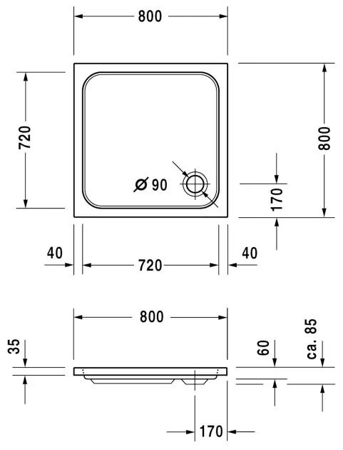 Duravit - D-Code - Zuhanytálca betét - 720101000000001 – 2. kép